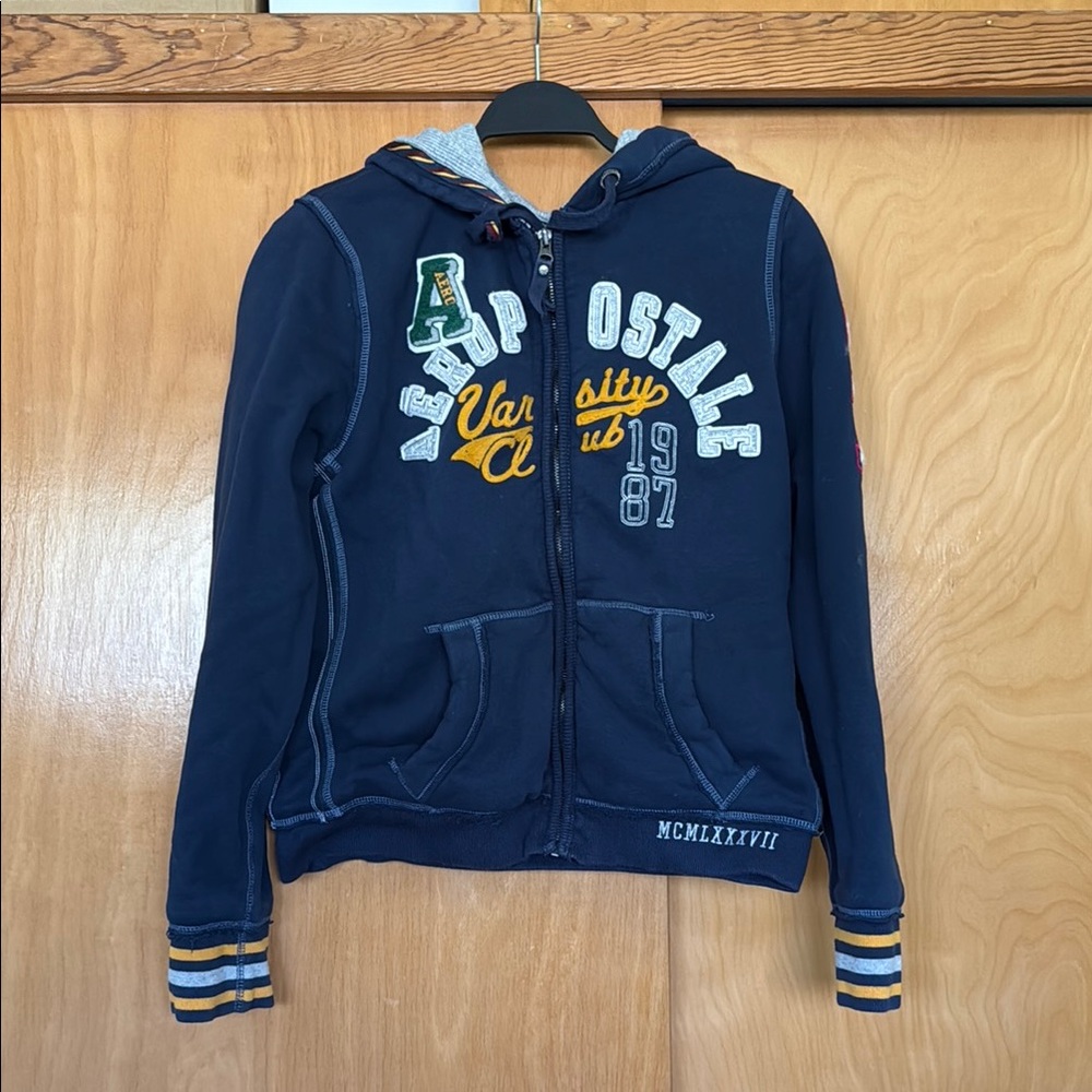Aeropostale Blue Collegiate Zip-Up Jacket